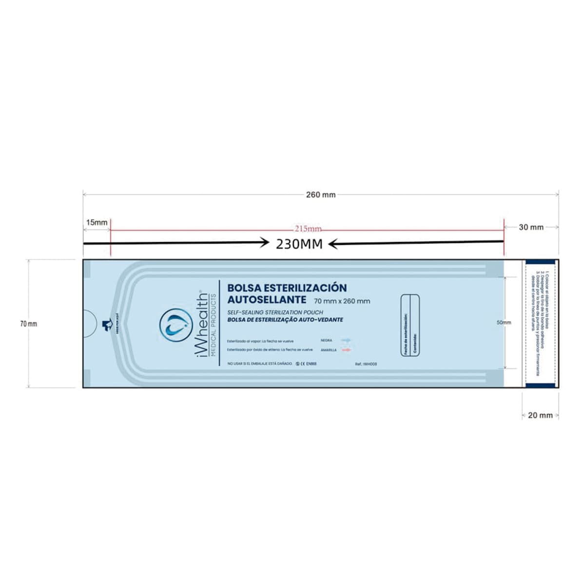 Sterilization Pouch Iwhealth 70mmx260mm Iwh008