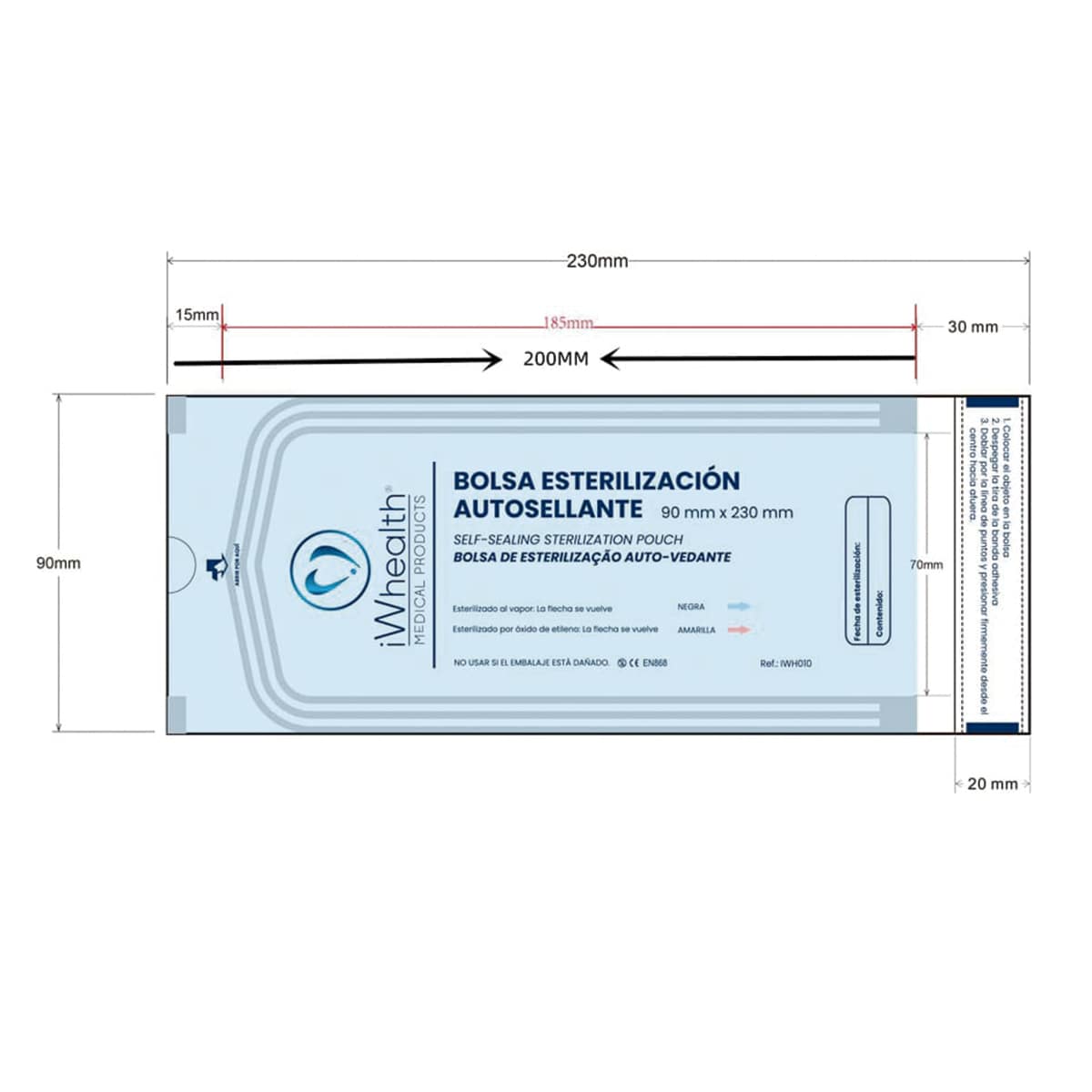 Sterilization Pouch Iwhealth 90mmx230mm Iwh010